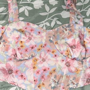 Plus Floral Tie Top
